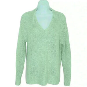 Victoria's Secret PINK chunky knit sweater XS v-neck light green